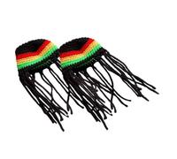 VERDANVERSE 2pcs Handmade Braided Crochet Pet Hat for Small Dogs Cats Bunny Knitted Costume Accessory Breathable Polyester Halloween Party Creative Dress-up