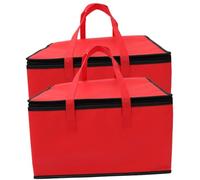 VERDANVERSE 2Pcs Insulated Food Carrying Bag Capacity Thermal Bag with Zipper for Takeout Picnic Grocery Shopping Non Woven Easy to Clean Red