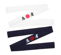 VERDANVERSE 2Pcs Japanese Style Cotton Headbands for Women Breathable Ninja Print Chef Hairbands Non Slip Wide Bandanas for Karate Yoga Running Cycling Durable and Skin Friendly