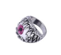 VERDANVERSE 2pcs Men's Gothic Evil Devil Skull Eyeball Rings in Red Metal with Scratch Resistant Finish and Smooth Inner Surface for Christmas and Father's Day