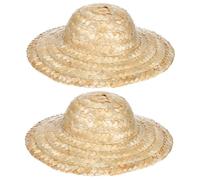 VERDANVERSE 2Pcs Mini Hand-woven Straw Hats Brown DIY Craft Doll Clothes Hat Ornament Photo Props for Home Decoration and Painting