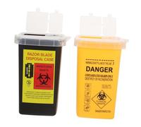 VERDANVERSE 2pcs Mini Sharps Bin Yellow Black Tattooing Disposal Container Sharps Box Plastic Recycle Waste