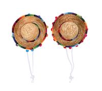 VERDANVERSE 2pcs Mini Straw Sombrero Hats for Pets Breathable Cute Dog and Cat Costume Accessories Photo Prop for Social Media and Party Decoration Comfortable Lightweight Design