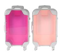 VERDANVERSE 2Pcs Mini Travel Makeup Suitcase Cosmetic Brush Organizer Small Portable Makeup Brush Case with Handle for Women