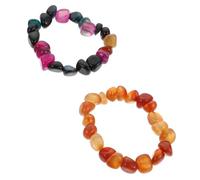 VERDANVERSE 2Pcs Multicolor Irregular Gemstone Bracelets for Yoga Decoration Natural Beaded Stretch Bracelets for Men Women Unique Fashion Jewelry Evil Meditation Benefits
