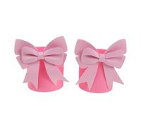 VERDANVERSE 2pcs Pink Cylinder Flower Bouquet Buckets with Decorative Butterfly Bow, Plastic and Bubble Material, Easy to Carry and Maintain Flower Freshness, for Home Décor and Picnics