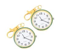 VERDANVERSE 2pcs Portable Pocket Watch Keychain Clip, Zinc Alloy Pocket Watch Key Ring for Children and Nurses, Gold Color, Large Number Dial, Suitable for Daily Use and Travel