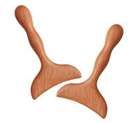 VERDANVERSE 2pcs Portable Sandalwood Gua Sha Tool Ergonomic Fish Tail Wooden Scraping Massage Board for Face and Foot Muscle Relaxation Spa Salon Use