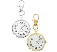 VERDANVERSE 2pcs Quartz Pocket Watches for Nurse and Men with Large Dial, Silver Alloy and Glass Material, Easy to Carry and Use, Modern Hanging Watches Suitable for Daily Life and Shopping
