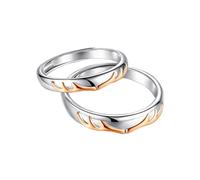 VERDANVERSE 2Pcs S925 Sterling Silver Couple Rings Open Band Set for Men and Women, Romantic Adjustable Finger Rings for Wedding Day and Party Decor