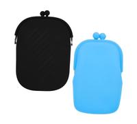 VERDANVERSE 2pcs Silicone Coin Purses Small Change Wallets for Women Mini Storage Bags Portable Cubic Wallets for Travel and Shopping Blue and Black