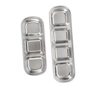 VERDANVERSE 2Pcs Small Stainless Steel Pet Feeding Plates Multi Grid Fodder Trays for Hamsters and Small Animals Easy to Clean Durable Pet Accessory