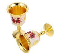VERDANVERSE 2pcs Small Vintage Embossed Wine Goblet Cups Zinc Alloy Medieval Style for Home Bar Party Celebration Elegant Decorative Shot Glasses