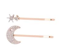 VERDANVERSE 2pcs Star and Moon Rhinestone Hairpins Decorative Bobby Pins for Retro Wedding Party Hair Accessories