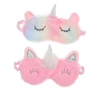 VERDANVERSE 2pcs Unicorns Gradient Colorful Plush Eye Mask Warming Sleep Mask Blackout Blindfold for Boys and Girls Girls