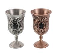 VERDANVERSE 2pcs Vintage Metal Cocktail Goblets Decorative Chalice Cups with High Stem for Wedding Ceremony and Halloween Party Antique Finish Wine Glasses with Comfortable Grip