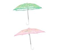 VERDANVERSE 2Pcs Wear-resistant Miniature Doll Umbrellas Adorable Decorative Mini Umbrellas for Crafting and Mini House Models Compact Pink Green Parasol for Doll Accessories