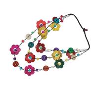 VERDANVERSE 2pcs Women Ethnic Necklace Coconut Shell Necklace Ethnic Style Bohemian Wood Beads Decoration Gift for Families and Friends at Beaches and Parties Petal Shaped Random Color