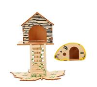 VERDANVERSE 2pcs Wooden Hamster Hidden House Small Animal Play Platform Pet Gerbil Hut Compact for Comfortable Rest and Healthy Growth