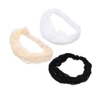 VERDANVERSE 3pcs Breathable Lace Mesh Headbands Elastic Stretchy Sports Head Wraps for Women Summer Yoga Workout Hair Accessories White Black