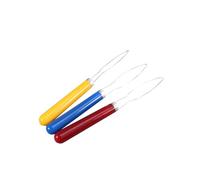 VERDANVERSE 3Pcs Button Hook Helper Stainless Steel Button Aids with Wooden Grip Handles for Elderly Disabled Arthritis Users Red Yellow Blue