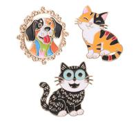 VERDANVERSE 3pcs Cartoon Enamel Brooch Pin Cute Cat and Dog Lapel Badges for Women Men Students Backpacks Clothing Accessories with Charming Playful Designs