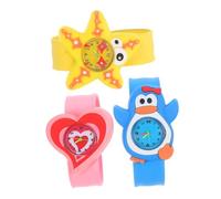 VERDANVERSE 3pcs Cartoon Wrist Watches with Clear Arabic Numerals Comfortable Bands Learning Boys