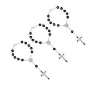 VERDANVERSE 3pcs Christian Rosary Bracelet Set with Cross Pendant, round Beaded Amulet Jewelry for Women, Religious Wrist Bracelets Suitable for Christmas and Daily Wear