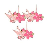 VERDANVERSE 3pcs Cute Origami Crane Brooch Cherry Blossom Metal Pins for Clothing Daily Use Party Accessories Cartoon Design Easy to Wear for Women
