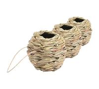 VERDANVERSE 3pcs Handwoven Natural Grass Finch Bird House with Small Predator-safe Entrance Weather-resistant Hanging Nesting Box for Garden Balcony and Outdoor Wild Birds
