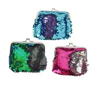 VERDANVERSE 3pcs Mermaid Sequins Coin Purse Mini Stylish Wallets for Sparkling Change Pouch with Card Holder in Green Black Blue Purple