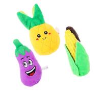 VERDANVERSE 3pcs Pet Plush Sound Fruit Vegetable Design Corn Pineapple Eggplant Soft Interactive Educational Playthings for Dogs and Cats