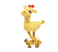 VERDANVERSE 3pcs Plush Dog Squeaky Cartoon Deer Design Chew Resistant Pet Playing with Sound for Puppies and Dogs Sky Blue Rosy Orange Yellow