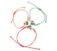 VERDANVERSE 3pcs Rainbow Woven Friendship Bracelet Adjustable Lgbtq Pride Wristbands Unisex Heart Jewelry for Daily Wear Celebrate Equality and Diversity