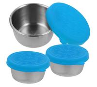 VERDANVERSE 3pcs Stainless Steel Sauce Cups with Leak Silicone Lids Small Round Condiment Containers for Salad Dressing Snack Dip and Portable Food Storage Resistant Reusable Cups for Parties