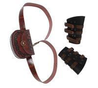 VERDANVERSE 3pcs Vintage PU Medieval Belt Bag with Arm Bracers Renaissance Waist Pouch for Viking Cosplay Halloween Costume Accessories Stylish Leather-Look Fanny Pack for Historical Festivals