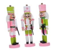 VERDANVERSE 3pcs Wooden Nutcracker Soldier Ornaments Set Unique Designed Christmas Figurines for Tree Tabletop Holiday Decor Sturdy Wood Construction Festive Gift