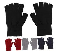 VERDANVERSE 4 Pairs Fingerless Knit Gloves for Women Winter Warmth Outdoor Riding Skiing Elastic Acrylic Soft Breathable Mitts in Black Burgundy