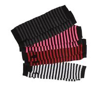 VERDANVERSE 4pairs Women Fingerless Arm Warmers Knitted Gloves Striped Design for Autumn Comfortable Cold Weather Mittens for Easy Touchscreen Use