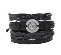 VERDANVERSE 4Pcs Adjustable Woven Leather Bracelet Set Eight-diagram Tactics Design Handcrafted Wristbands for Men Women DIY Fashion Jewelry