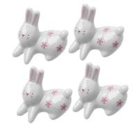 VERDANVERSE 4pcs Ceramic Bunny Chopsticks Holder Multi Functional Kitchen Accessory Cute Rabbit Design Chopstick Rest for Spoon Fork Table Decoration Easy to Clean