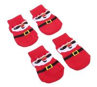 VERDANVERSE 4pcs Christmas Dog Socks Antiskid Cotton Paw Protectors Elastic Warm Wear-Resistant Pet Socks for Autumn Winter, Red Santa Claus Design, Suitable for Small Dogs and Cats