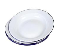 VERDANVERSE 4pcs Enamel Shallow Bowls Flat Rim Pasta Salad Plates for Camping Restaurant Use Stylish Kitchen Dining Dish