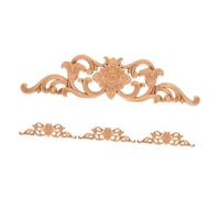 VERDANVERSE 4pcs European Style Wooden Carved Onlay Appliques for Furniture Decoration Unpainted Wood Floral Decals for Wardrobe Cabinet Doors Easy to Install Decorative Trim