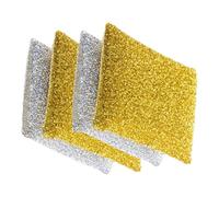 VERDANVERSE 4Pcs Glitter Kitchen Cleaning Sponges Polyester Scrubbers for Dishes Pots and Cutting Boards Quick-Dry Household Scrub Sponge with Gold and Silver Colors