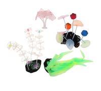 VERDANVERSE 4pcs Glowing Artificial Coral Reef Aquarium Plants Realistic Plastic Simulation with Night Glow Effect Durable Decorations for Fish Tanks Home Aquariums and Bowls