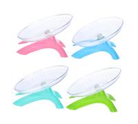 VERDANVERSE 4pcs Hamster Flying Saucer Wheel Transparent Blue Pink Mint Green Quiet Exercise for Small Pets Gerbil Mouse Hedgehog Interactive Sports Spinner Safe