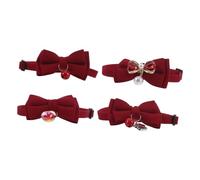 VERDANVERSE 4pcs Kitten Bell Collar with Breakaway Safety Buckle Red Bow Tie Wedding Pet Collars for Cats and Dogs Adjustable Necklaces with Decorative Pendants for Special Occasions