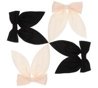VERDANVERSE 4pcs Large Ribbon Hair Barrettes for Women and Teens Double-sided Satin Bow Clips with Sturdy Metal and Soft Cloth Versatile Ponytail Holders for All Hair Types
