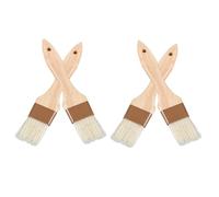 VERDANVERSE 4pcs Pastry Brushes with Natural Bristle and Wooden Handle High Heat Resistant Kitchen Baking and BBQ Grill Brushes for Oil Sauce Marinade Roasting and Cooking Tools